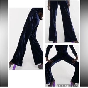 NEW ZARA VELVET NAVY BLUE PANTS, XS